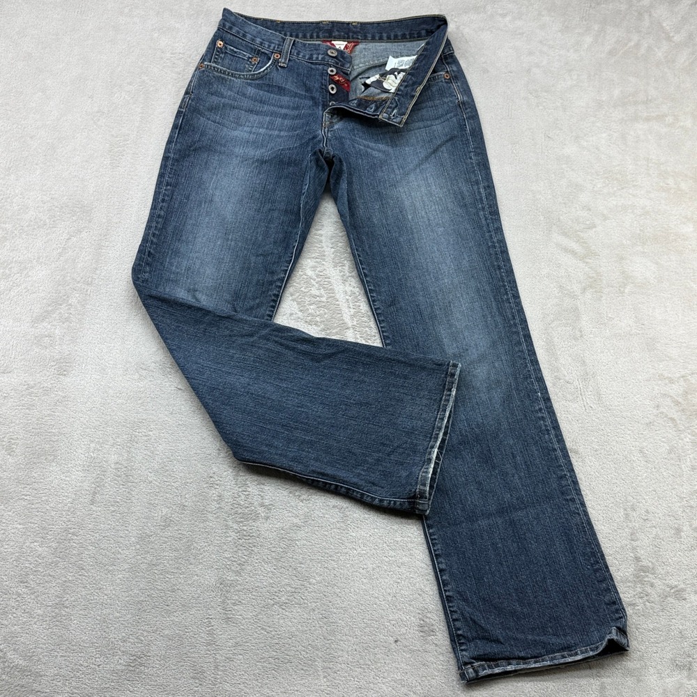 Lucky Brand Easy Rider Jeans Womens 6/28 Blue Straight Button Fly Y2K Boho Denim